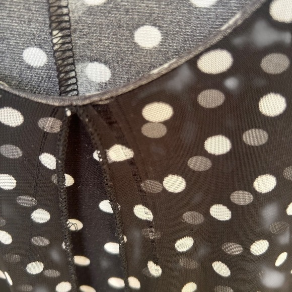 Susan Lawrence Womens Black White Polka Dot Sleeveless V-Neck Layered Blouse XL - Picture 6 of 7